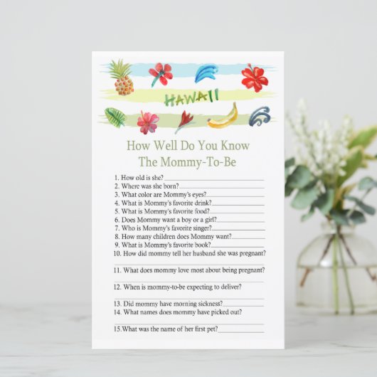 ハワイ赤ちゃんシャワーのゲームをどれだけ知っているか (スタンド正面)