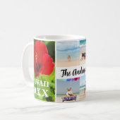 ハワイ赤ハイビスカス4フォトファミリー名旅行 コーヒーマグカップ (正面左)