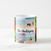 ハワイ赤ハイビスカス4フォトファミリー名旅行 コーヒーマグカップ (中央)