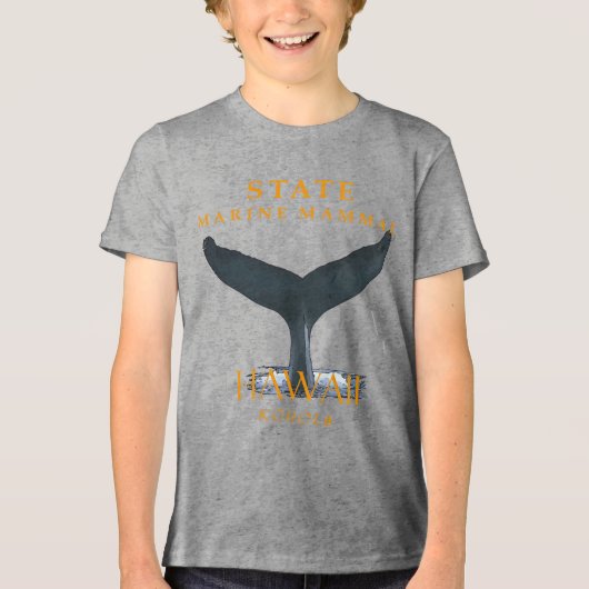 ハワイ領土海洋哺乳類ザザザザザザザザザザザフプバッククジラ トライブレンドＴシャツ (正面)