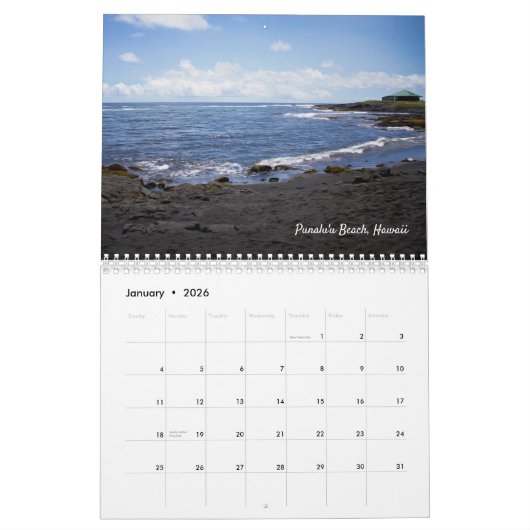 ハワイ風景カレンダー カレンダー (1月 2026)