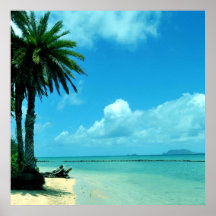 ハワイ風景熱帯ビーチポスター