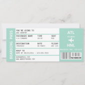 ハワイ飛行機の搭乗券の休暇の週末 招待状 (裏面)