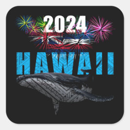 ハワイ2024ポリネシアの部族のハンプバック花火 スクエアシール