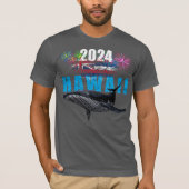 ハワイ2024ポリネシアの部族のハンプバック花火 Tシャツ (正面)