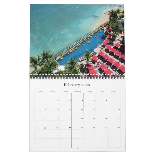 ハワイ2025 カレンダー (2月 2026)