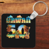 ハワイ50th州ハワイアンビーチハイビスカス50マウイ キーホルダー (裏面)