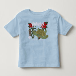 ハワイ かわいい トロピカル ウミガメ トドラーTシャツ