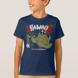ハワイ かわいい トロピカル ウミガメ Tシャツ