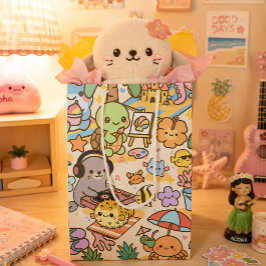 ハワイ かわいい ビーチレイブ ミディアムペーパーバッグ