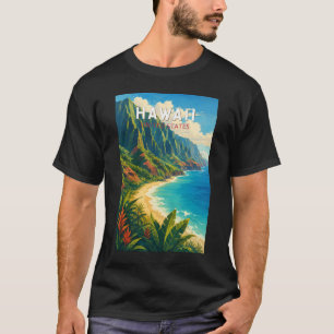 ハワイ イラスト 旅行 アート ヴィンテージ Tシャツ