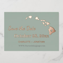 ハワイ ウェディング セーブ・ザ・デート ローズゴールド 箔招待状