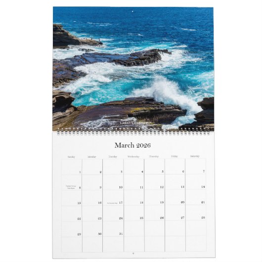 ハワイ，オアフ カレンダー (3月 2026)