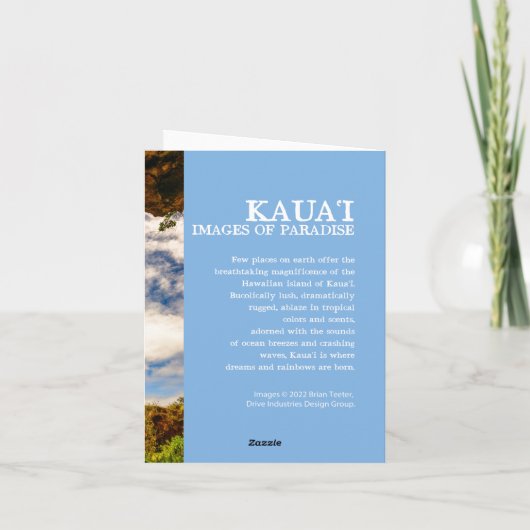 ハワイ，カウアイのマカウワヒケーブパームツリーズ ノートカード (裏面)