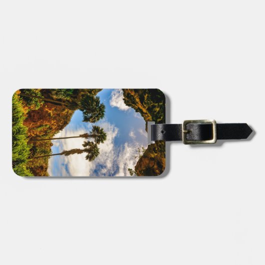 ハワイ，カウアイのマカウワヒケーブパームツリーズ ラゲッジタグ (正面横)