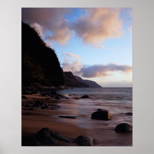 ハワイ、カウアイ、クエからナ・パリコーストの眺め ポスター (正面)