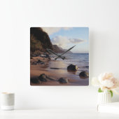 ハワイ、カウアイ、ヘナ州パーク2 スクエア壁時計 (ホーム)