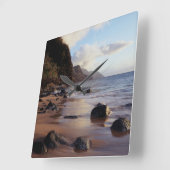 ハワイ、カウアイ、ヘナ州パーク2 スクエア壁時計 (傾斜)