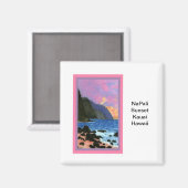 ハワイ，カウアイ，マグネット – ナパリサンセット マグネット (正面/裏面)