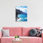 ハワイ、カウアイ、太平洋からの波海 キャンバスプリント (インサイチュ (リビング))