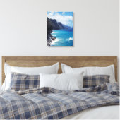 ハワイ、カウアイ、太平洋からの波海 キャンバスプリント (インサイチュ (寝室))