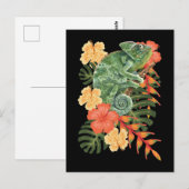 ハワイ カメレオン 花 爬虫類 ポストカード (正面/裏面)