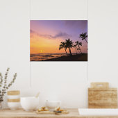 ハワイ・コナのカハルーベイに夕日2 ポスター (キッチン)