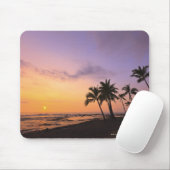 ハワイ・コナのカハルーベイに夕日2 マウスパッド (マウス)