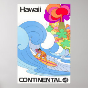 ハワイ - コンチネンタル - ビンテージ旅行ポスター ポスター