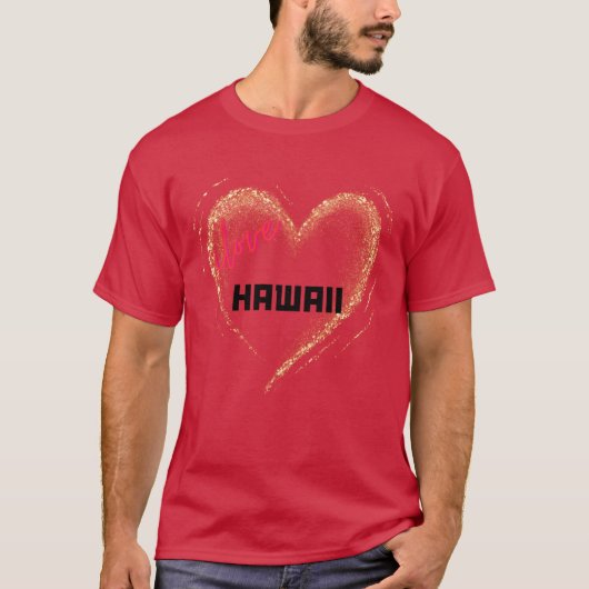 ハワイ ゴールド ハート 愛してる Tシャツ (正面)