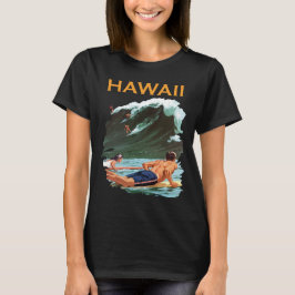 ハワイ サーファー ウェーブ レトロ トラベル Tシャツ