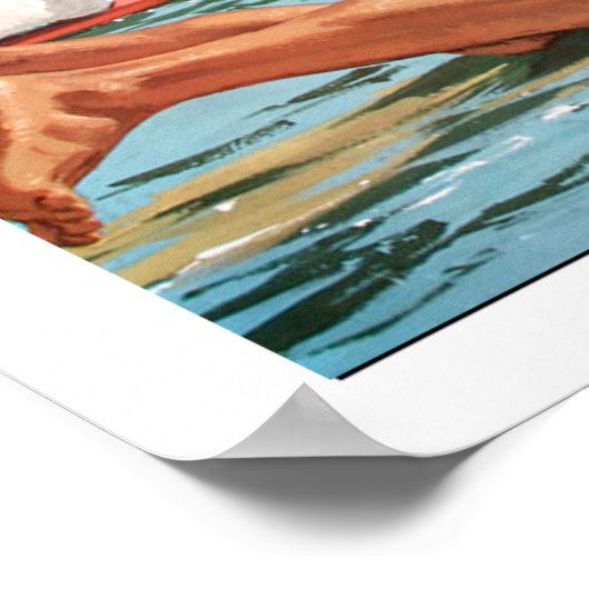 ハワイ,サーフィン,ビッグウェーブ,ヴィンテージ旅行ポスター ポスター (角)