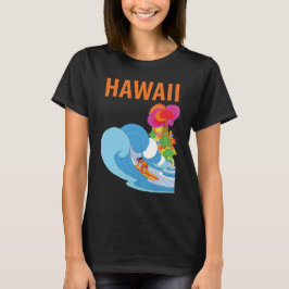 ハワイ サーフ ウェーブ ブルー レトロ トラベル Tシャツ