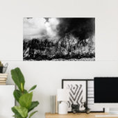 ハワイ – シュガーケーンの景色を見る火 ポスター (ホームオフィス)