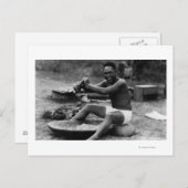 ハワイ – タロを叩く男がポイを作る ポストカード (正面/裏面)