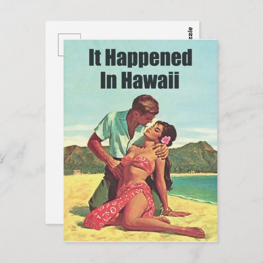 ハワイ，トロピックビーチでのロマンス，ヴィンテージ旅行 ポストカード (正面/裏面)