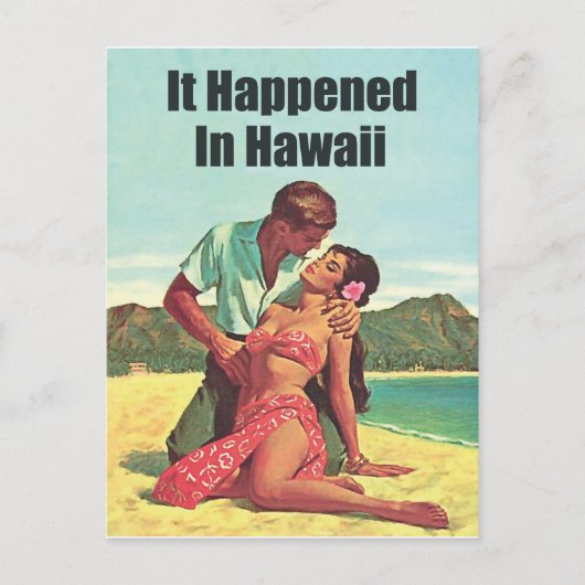 ハワイ，トロピックビーチでのロマンス，ヴィンテージ旅行 ポストカード (正面)