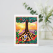 ハワイ、トロピック島、大きな木の下の人魚 ポストカード (スタンド正面)