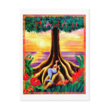 ハワイ、トロピック島、大きな木の下の人魚