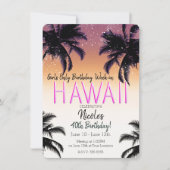 ハワイ ハワイ島 サマー ガールズ バースデー パーティー 招待状 (正面)