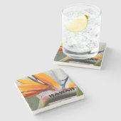 ハワイ・バードオブパラダイスプラントフラワー ストーンコースター (横)