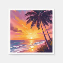 ハワイ ビーチ 日没 絵画 旅行