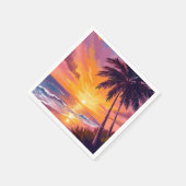 ハワイ ビーチ 日没 絵画 旅行 スタンダードカクテルナプキン (角)