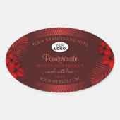 ハワイ フラ ダークレッド 商品ラベル 花 ロゴ 楕円形シール (正面)