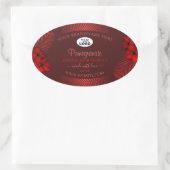 ハワイ フラ ダークレッド 商品ラベル 花 ロゴ 楕円形シール (バッグ)