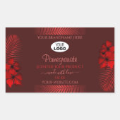 ハワイ フラ ダークレッド 商品ラベル 花 ロゴ 長方形シール (正面)