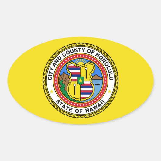 ハワイ・ホノルル国旗 楕円形シール (正面)