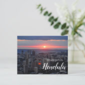 ハワイ ホノルル 夕日 ポストカード からのご挨拶 (スタンド正面)