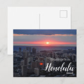 ハワイ ホノルル 夕日 ポストカード からのご挨拶 (正面/裏面)