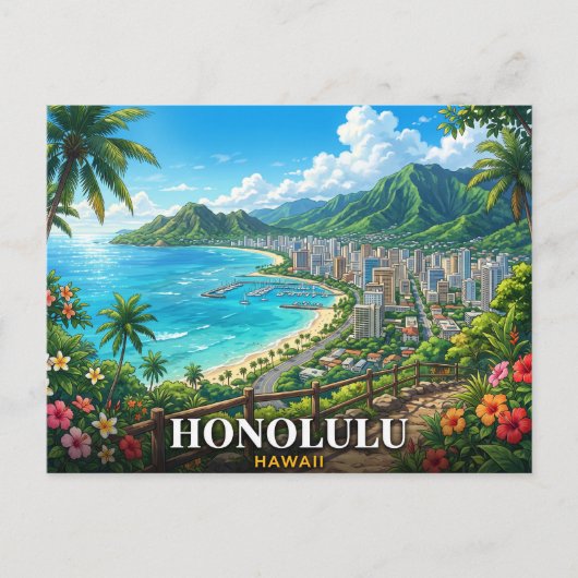 ハワイ ホノルル 旅行 ポストカード (正面)